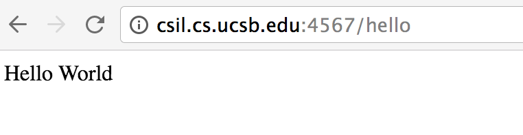 web server running on csil.cs.ucsb.edu:4567/hello
